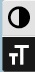 Ein weißes Rechteck mit schwarzem Inkreis, dessen rechte Hälfte vollschwarz und linke Seite vollweiß dargestellt ist als Symbol für Kontast. Darunter ein schwarzes Rechteck, welches jeweils den Großbuchstaben T verkleinert und stark vergrößert in weißer Schrift darstellt.